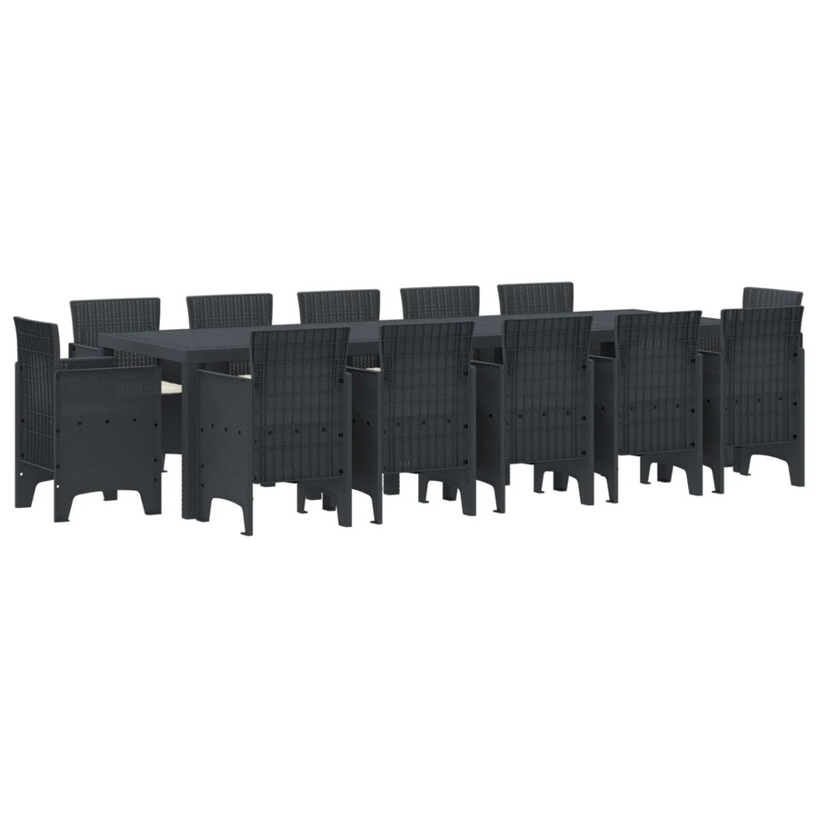 vidaXL 13-teiliges Garten-Essset aus Poly-Rattan mit Kissen in Anthrazit - Bild 2