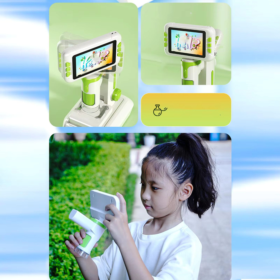 meterk Kindermikroskop, digitales Desktop-Mikroskop, mit LCD-Bildschirm, mit LED-Licht - Bild 5