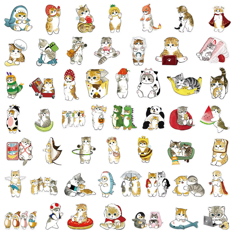 GOGOTU Cartoon-Katzen-Aufkleber, transparent, 50-teiliges Set - Bild 3