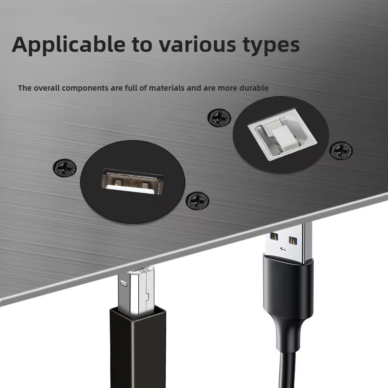 USB 2.0 Drucker-Datenkabel mit A-Port und B-Port, bidirektionales D-Typ Netzwerkmodul, Schwarz - Bild 3