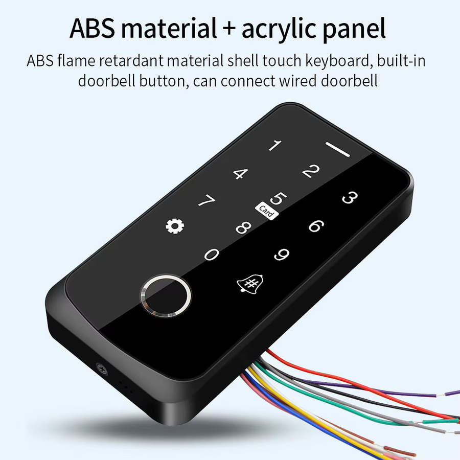Tuya Zugangskontrolltastatur mit Bluetooth-Fernbedienung, RFID IC M1 Karten- und Fingerabdruck-Zugang, Tastenfeld-Türöffner in Schwarz - Bild 2