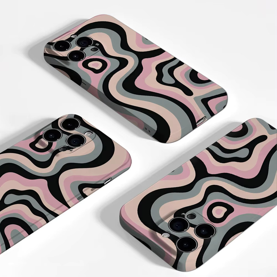 Robuste doppelschichtige Magnet-Handyhülle von Potdemiel mit rosa-grauem Wirbel-Design für iPhone 17 16 15 14 13 Pro Max Plus - Bild 3