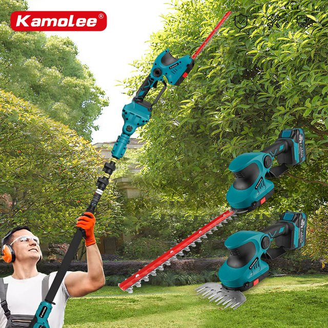 Kamolee 3in1 Akku-Gartengerät: Elektrische Heckenschere, Rasenmäher und Gartenschere für 18V oder 21V Akkus mit 30 cm Schnittbreite - Bild 1