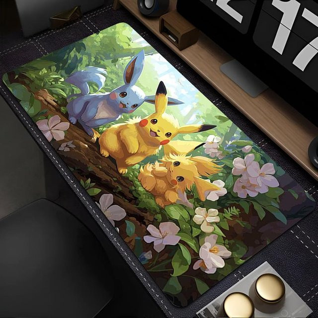 Tuilelai Mauspad Pokemon Pikachu Anime Design XXL Schreibtischmatte, B/T/H: 90 x 40 x 0,2 cm, multicolour - Bild 1