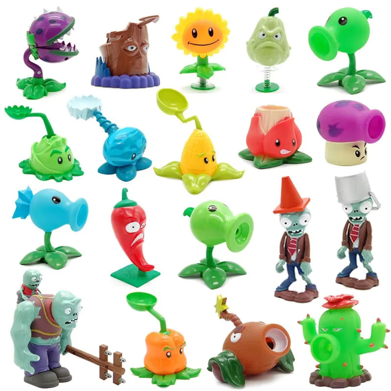 SHI JI YI GAO Plants Vs Zombies Erbsenschütze Sonnenblumen-Zombies Spielzeug-Set, Spielfiguren-Modell - Bild 1