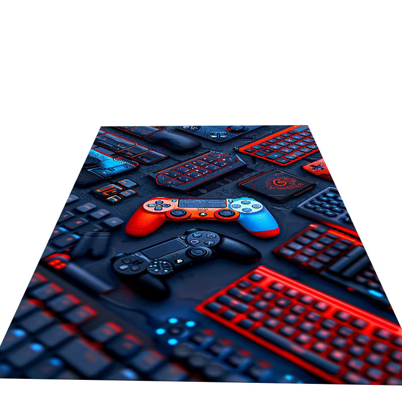 Potdemiel Rutschfester Teppich mit Cartoon Game Controller Logo für Wohnzimmer und Schlafzimmer, Mehrfarbig - Bild 2