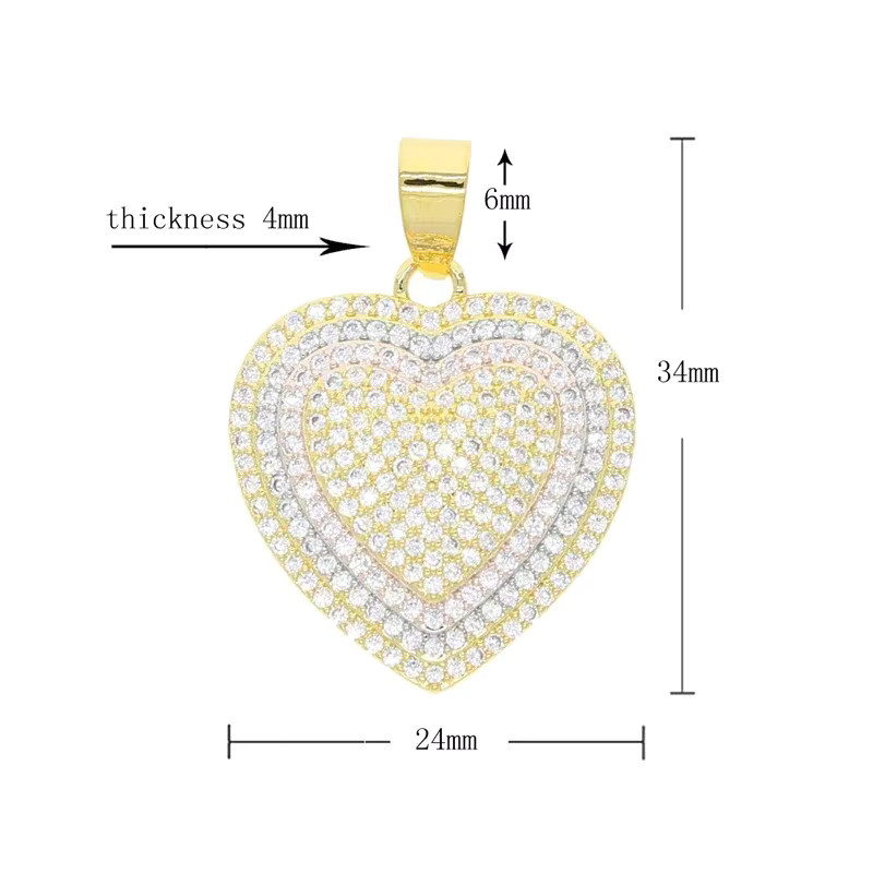 JYZSWBB Halskette Herz Anhänger, Bicolor, Zirkonia, Unisex - Bild 3