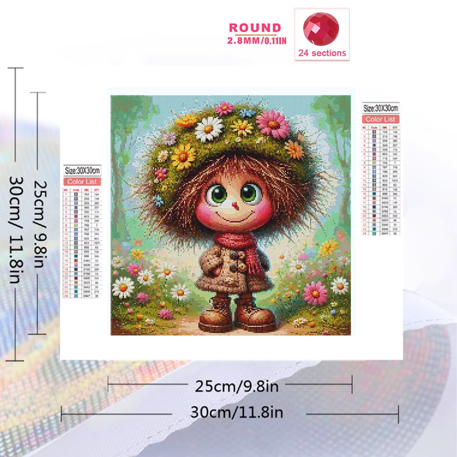 Momoart Diamant-Gemälde Porträt Mädchen mit Gänseblümchen als Mosaik-Strass-Bild in Multicolour, B/H: 20 x 20 cm - Bild 2