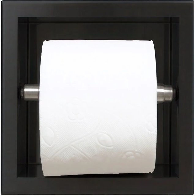 KOLMAN WC-Rollenhalter Unterputz aus Edelstahl in Schwarz Matt, B/T/H: 17,3 x 17,3 x 8,7 cm - Bild 1