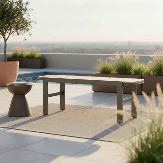 Bessagi Garden Gartenbank Marlo aus Akazie in Schwarz, B/T/H: 126 x 47 x 40 cm - Bild 1