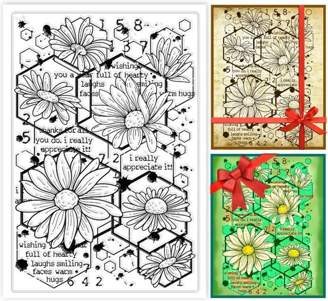 Transparenter Gänseblümchen-Blumen-Stempel aus PVC für deine Fotoalbum-Dekoration, Breite: 10,92 cm, Höhe: 16,0 cm - Bild 1