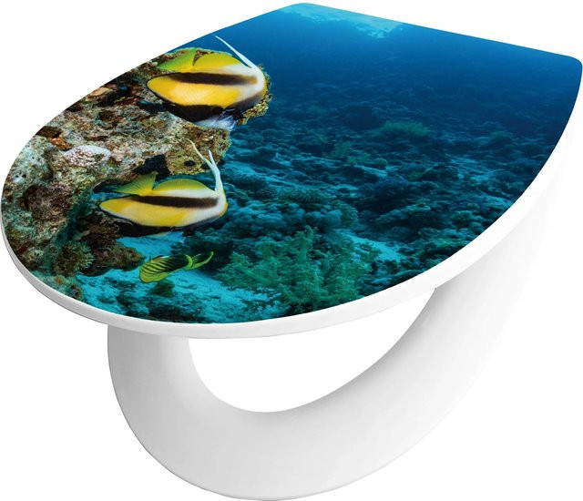 baliv WC-Sitz Garabi mit Absenkautomatik aus Polypropylen in 3D Ozean, oval, B/T/H: 46,5 x 36,4 x 5,5 cm - Bild 1
