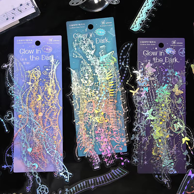 20 Stück Laser-Aufkleber Set in Mehrfarben als dekorative Streifen-Etiketten für Scrapbooking, Tagebuch und Junk-Journal - Bild 2