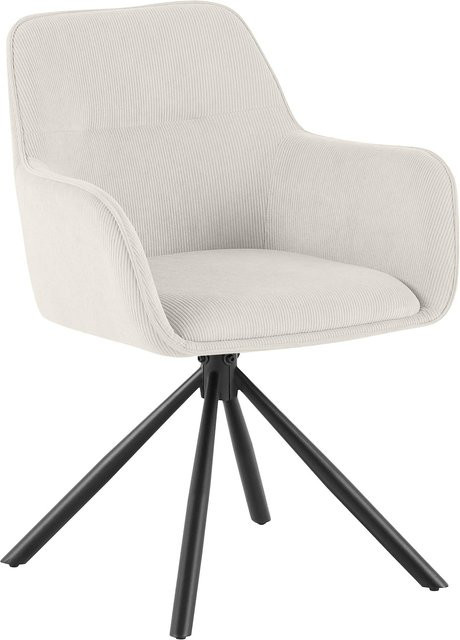 CLP Esszimmerstuhl Tipton Cord drehbar in Beige mit Armlehne und Rückenlehne - Bild 1