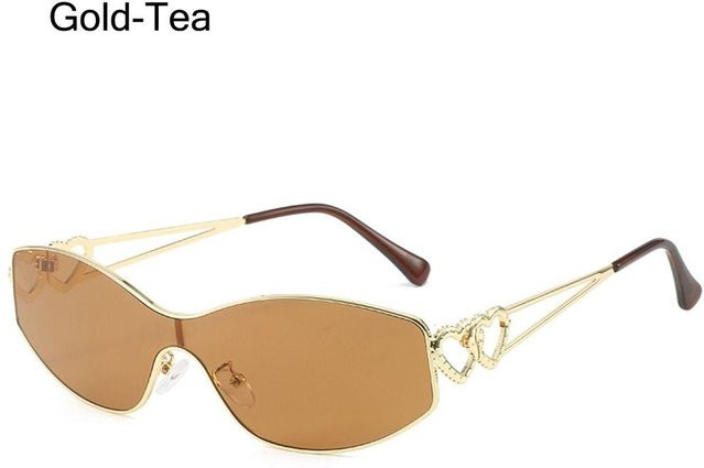 Yiran bag Sport-Sonnenbrille, randlos, oval, Metall, Gold-Tea beige, Unisex - Bild 1