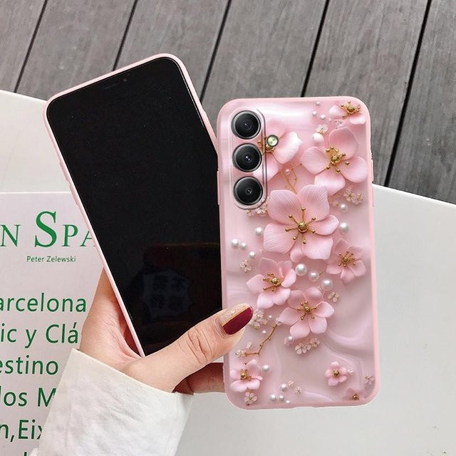 Stoßfeste und kratzfeste matte Handyhülle mit Blumenmuster von funads in Pink für iPhone 15 Pro, Xiaomi Redmi Note 13 Pro, Xiaomi Redmi 14C und Huawei Honor - Bild 1