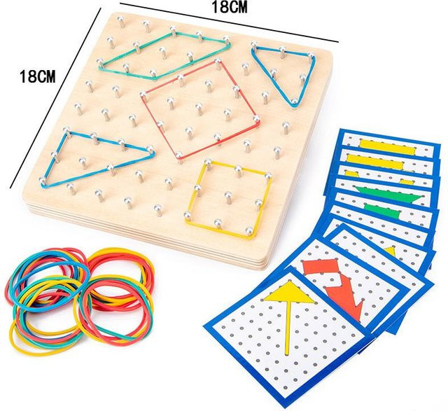Activating Toys Geoboard aus Holz mit Gummibändern, Lernspielzeug - Bild 1