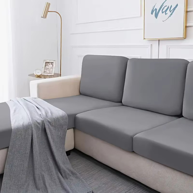 WANERQU Stretch-Sofa-Kissenbezug aus Spandex in Grau, einfarbig, elastischer Schonbezug für dein Sofa - Bild 5