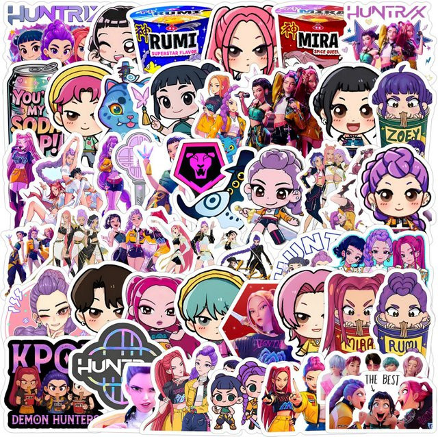 50 Stück Bandai Kawaii Cartoon Mädchen Aufkleber aus wasserfestem Vinyl in Multicolour für Laptop, Wasserflasche und Skateboard - Bild 1