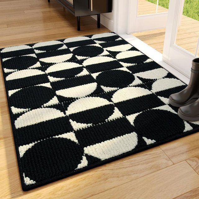 Outdoor-Fußmatte aus Polypropylen in Schwarz, Nordischer Stil, wetterfest und rutschfest, B/T: 50 x 80 cm - Bild 1