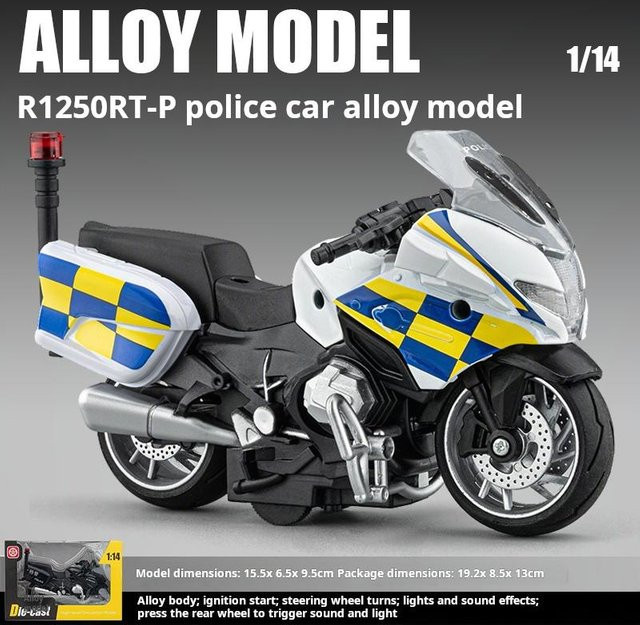 Linyi toy car R1250Rt-P Streifenpolizeimotorrad, Simulationslegierungsmodell, 1:14, ab 14 Jahren - Bild 1