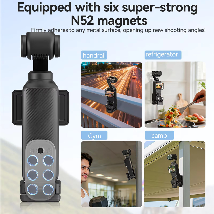 Ulanzi PK16 Magnetische Halterung mit Schnellwechsel-Adapterrahmen für DJI Osmo Pocket 3 und DJI Osmo Pocket 4, Schwarz - Bild 2