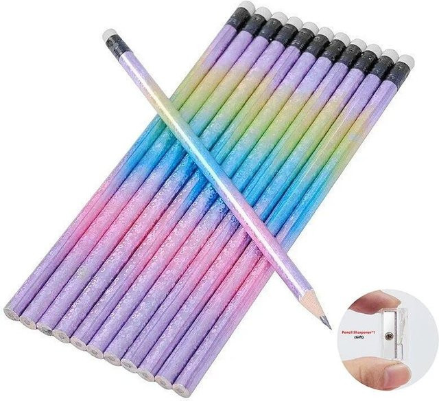 Binchi Cultural Supplies 12-teiliges Sternenhimmel-Regenbogen-Bleistiftset mit HB-Farbverlauf in Blau und Multicolour - Bild 1