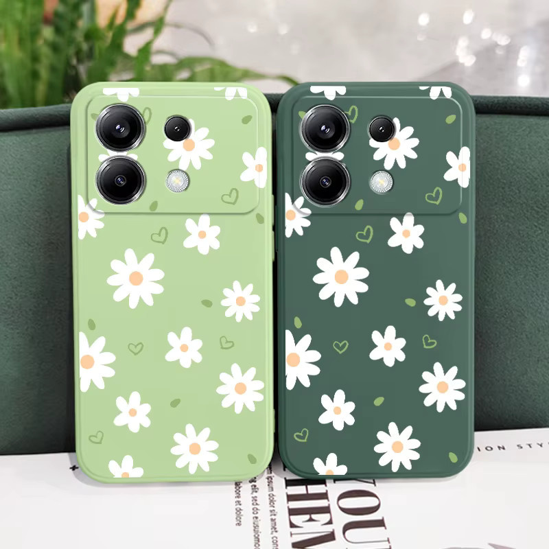 Zarte Daisy Silikon Schutzhülle für Xiaomi Poco F8 F7 X7 X6 F6 M6 M5 M5S F5 X5 F4 X4 M4 F3 M3 X3 Pro 4G 5G GT in Grün - Bild 3