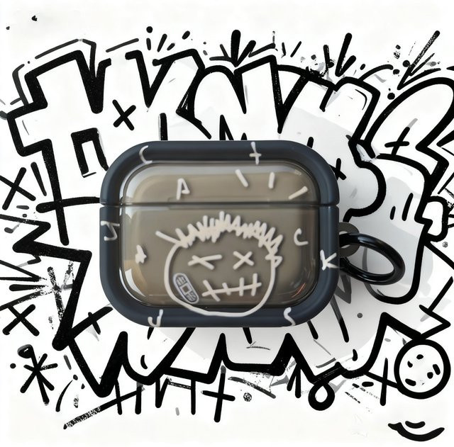 DO AS YOU WISH Graffiti Schutzhülle für AirPods Pro und AirPods 4 in Transparent Blau - Bild 1