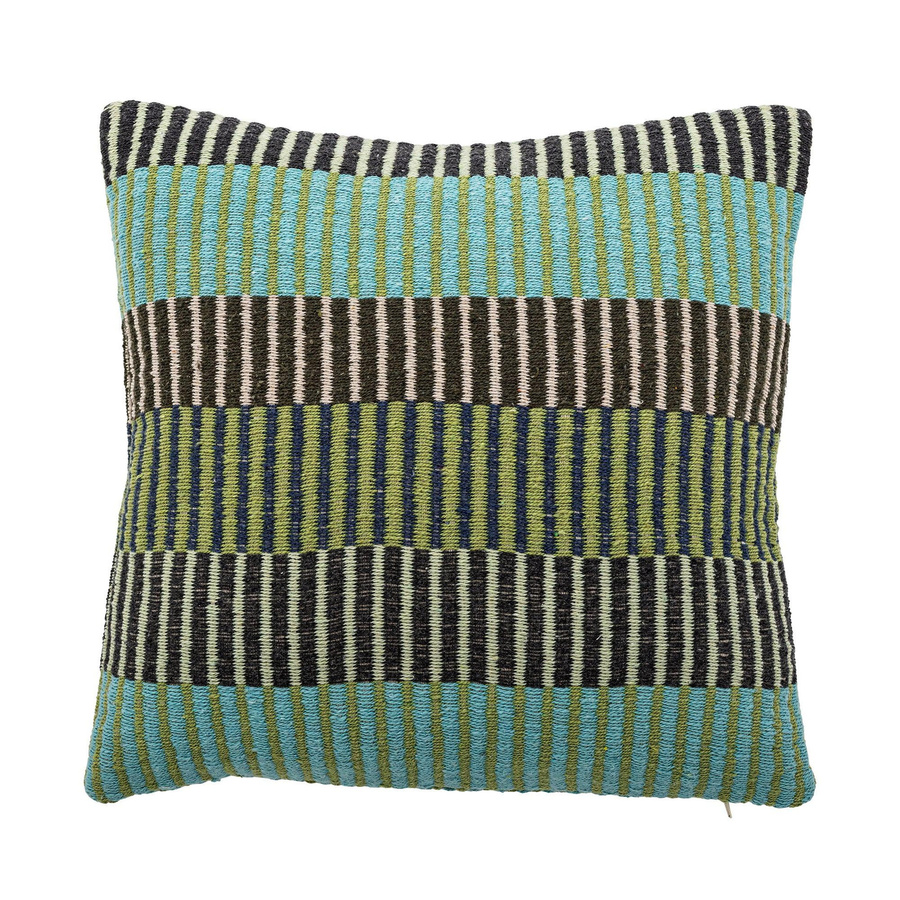 Bloomingville Kissen Isnel aus recycelter Baumwolle, grün gestreift, B/B/H: 45 x 45 x 45 cm - Bild 1