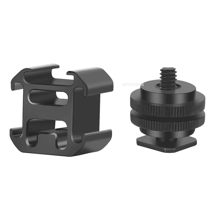 Wrumava Triple Cold Shoe Adapter aus Aluminium in Schwarz für Kamera, LED-Monitore und Mikrofone - Bild 3
