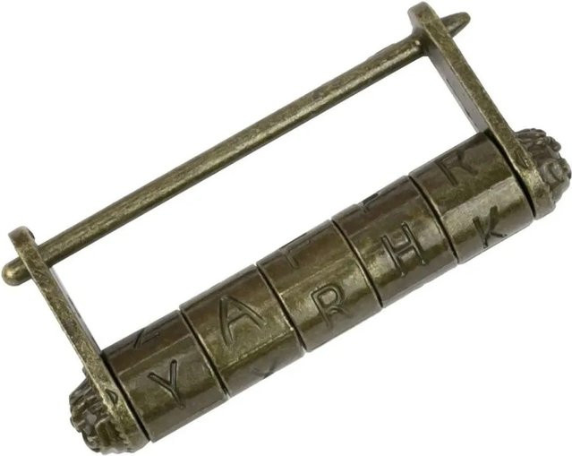 HMF Antikes Chinesisches Zahlenschloss mit Buchstaben in Gold, B/H/T: 80 x 35 x 15 mm - Bild 1