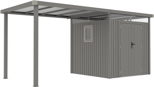 Osoltus Metall Gerätehaus Luma BX aus verzinktem Stahlblech in Grau mit Fenster und Flachdach, B/T/H: 505 x 230 x 222 cm - Bild 1