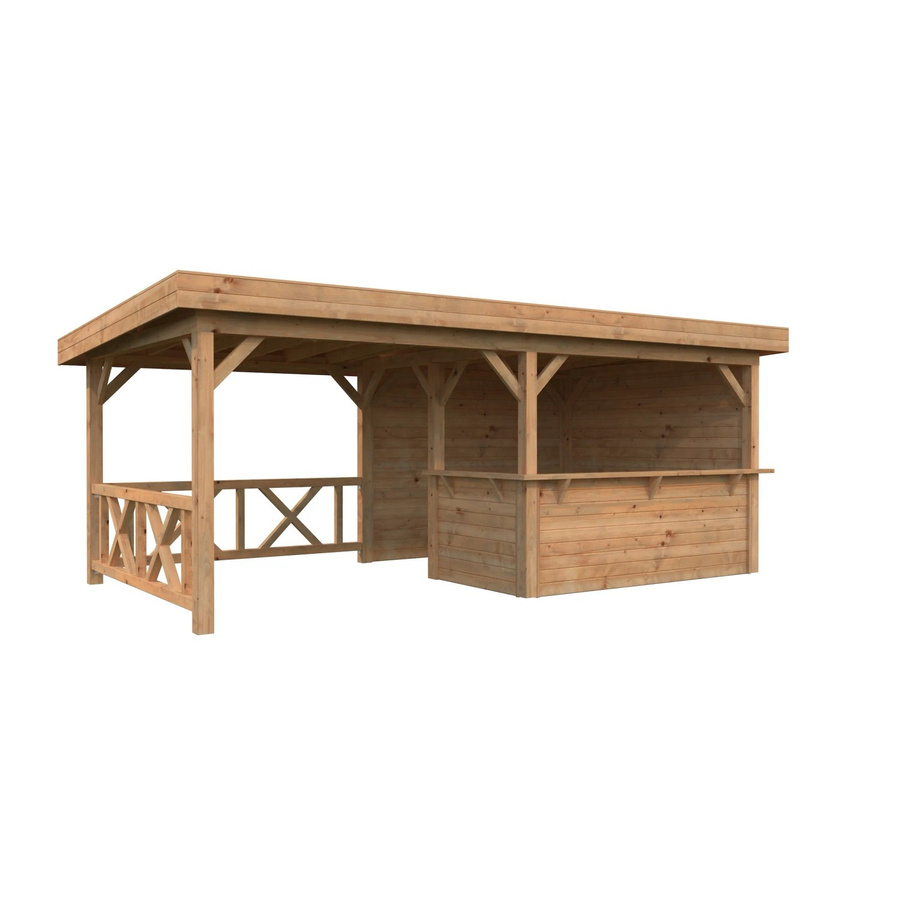 Palmako Pavillon Lenna Set 310 aus Fichtenholz in Braun mit Eck-Tresen und Pultdach, B/H/T: 588 x 245 x 300 cm - Bild 2