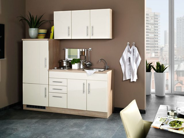 HELD Single Küche Torino in Hochglanz-Creme und Eiche-Sonoma, Breite: 180 cm - Bild 1