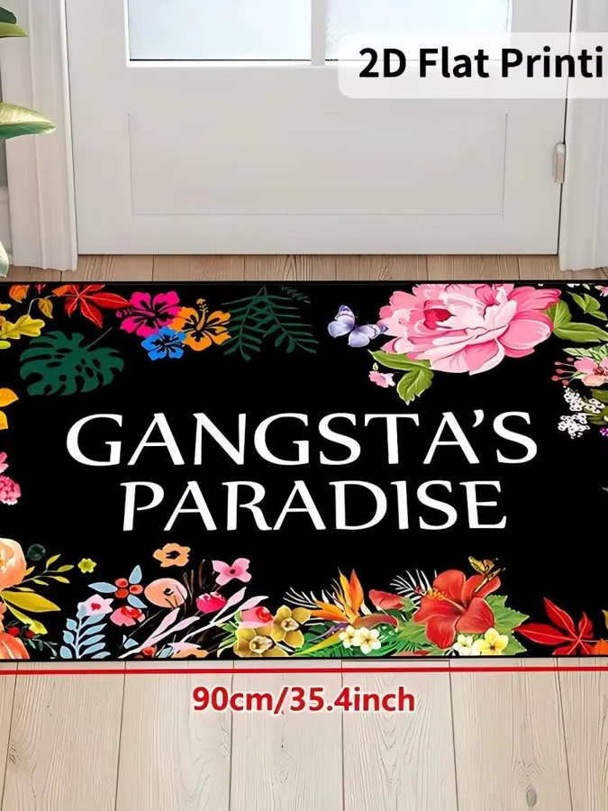VIKAMA Gangster Paradise Tropical Floral Willkommens-Fußmatte, rutschfest und maschinenwaschbar, B/T: 60 x 40 cm, Mehrfarbig - Bild 5