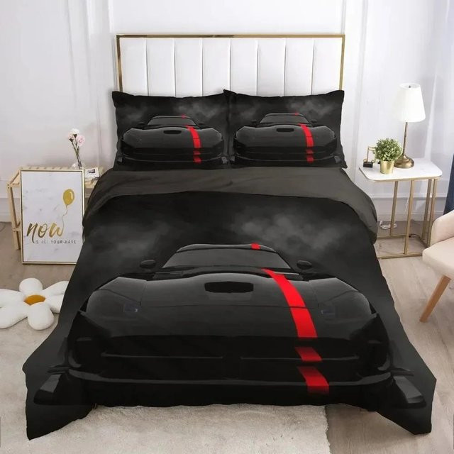3D-Druck Bettwäsche-Set mit Autos und Fahrzeugen für Kinder, bestehend aus Bettbezug und Kissenbezügen, Bettwäsche-Set EU King, B/H: 240 x 220 cm - Bild 1
