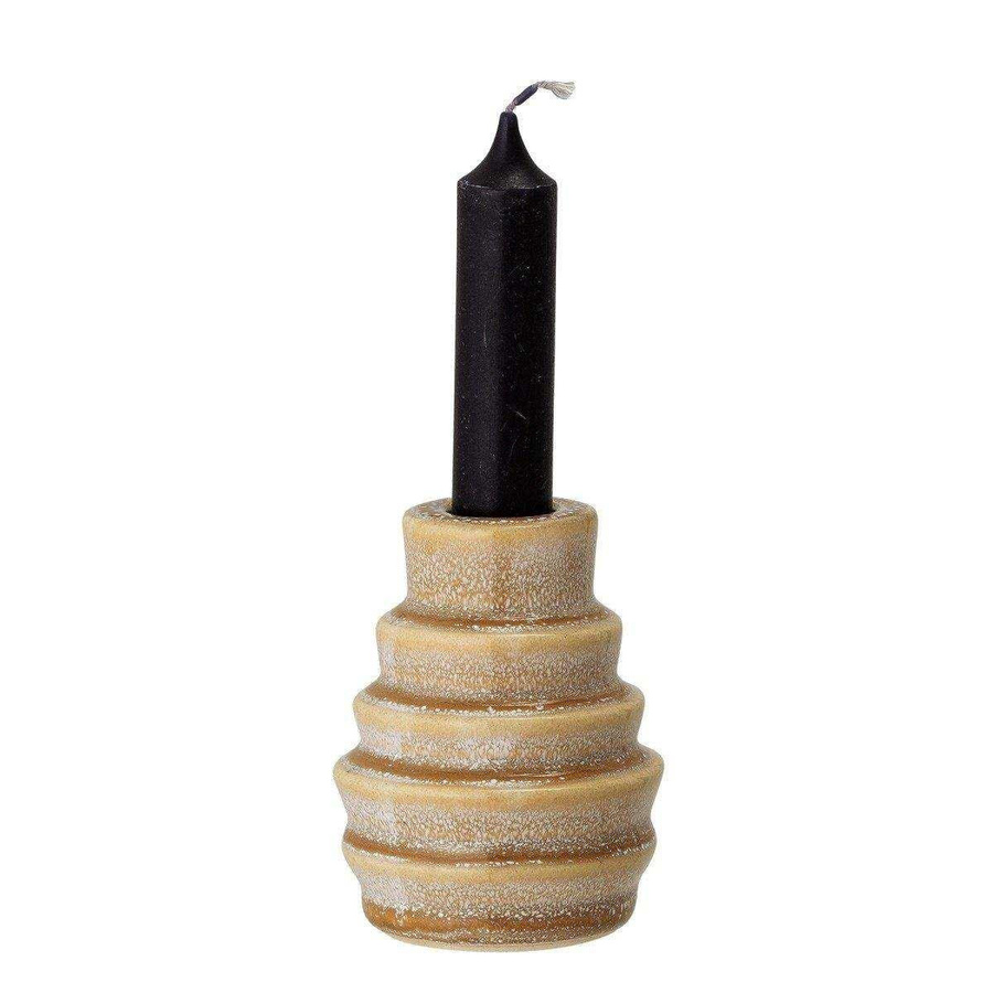 Bloomingville Emin Kerzenhalter aus Steingut in Gelb und Orange, Höhe: 9 cm - Bild 1