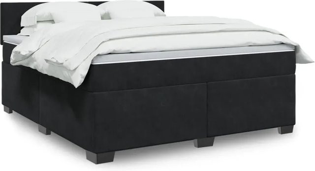 vidaXL Boxspringbett mit Matratze in Schwarz aus Samt mit USB-Ladeport und Unterbettbeleuchtung B/T/H: 180 x 200 x 100,5 cm - Bild 1
