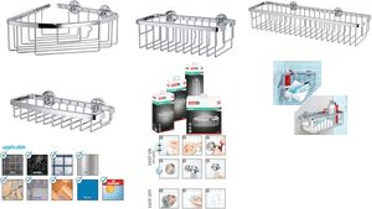 tesa ALUXX Badablage mit Klebstoff in Chrom glänzend und Silber - Bild 2