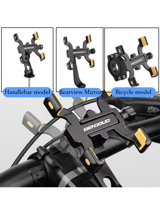 YTDMEN Mountainbike Handyhalterung aus Aluminiumlegierung in Schwarz mit Vier-Klaue-Fixierung für Outdoor-Sport und Radfahren - Bild 5