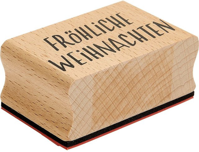 Holzstempel Fröhliche Weihnachten von Rico Design aus FSC-zertifiziertem Holz in Beige und Braun - Bild 1