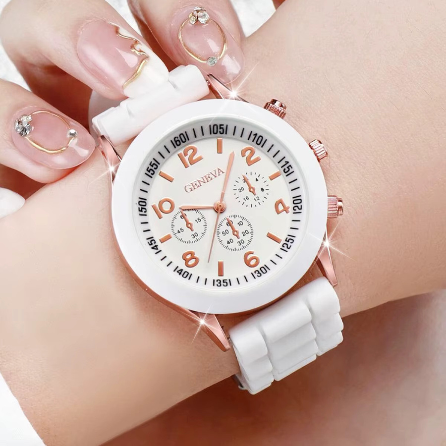 Armbanduhr Quarz, Silikon, Roségold, Damen, Arabisches Zifferblatt - Bild 3
