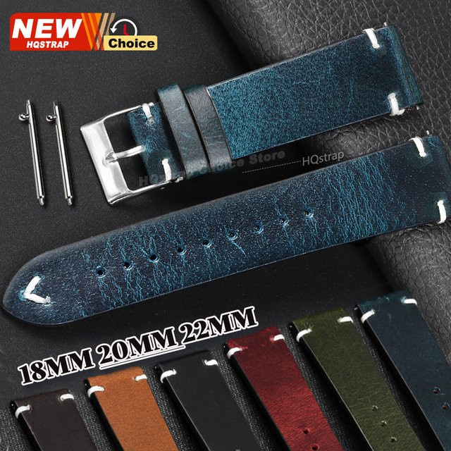 HQstrap Uhrenarmband Leder, Retro, Schwarz, Unisex - Bild 1