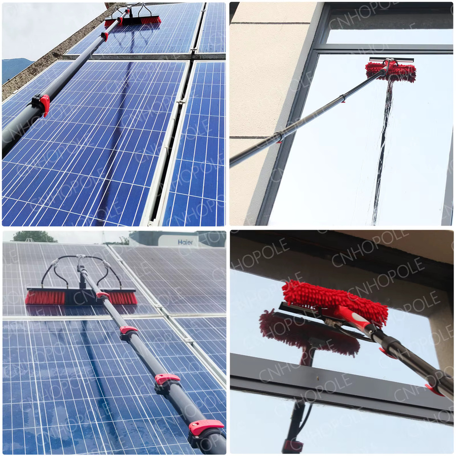 CNHOPOLE Professionelles Solarpanel-Reinigungsset mit teleskopischem Stangensystem, Mikrofaserbürste und Fensterabzieher - Bild 4