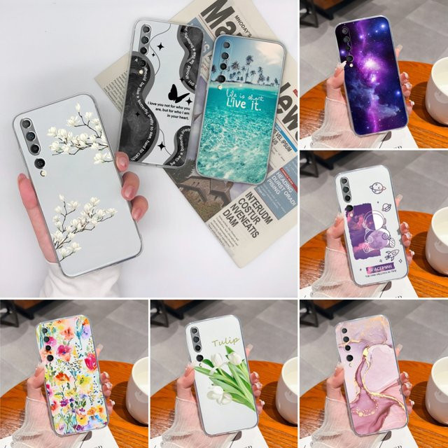 Xiaomi Mi 10 Pro Lite und 10s Handyhülle aus weichem TPU Silikon mit Blumenmuster in Transparent - Bild 1
