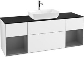 V&B Waschtischunterschrank Finion mit Wandbeleuchtung, Breite: 160 cm, Farbe: Weiß lackiert - Bild 1