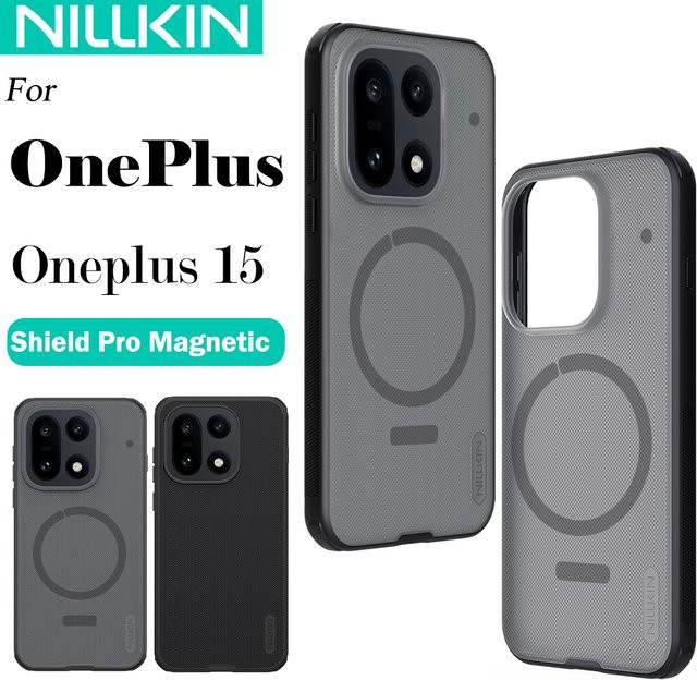 Nillkin Magnetische Super Frosted Shield Pro Handyhülle für OnePlus 15 in Schwarz und Transparent, stoßfeste Rückseite mit Anti-Fingerabdruck-Schutz - Bild 1