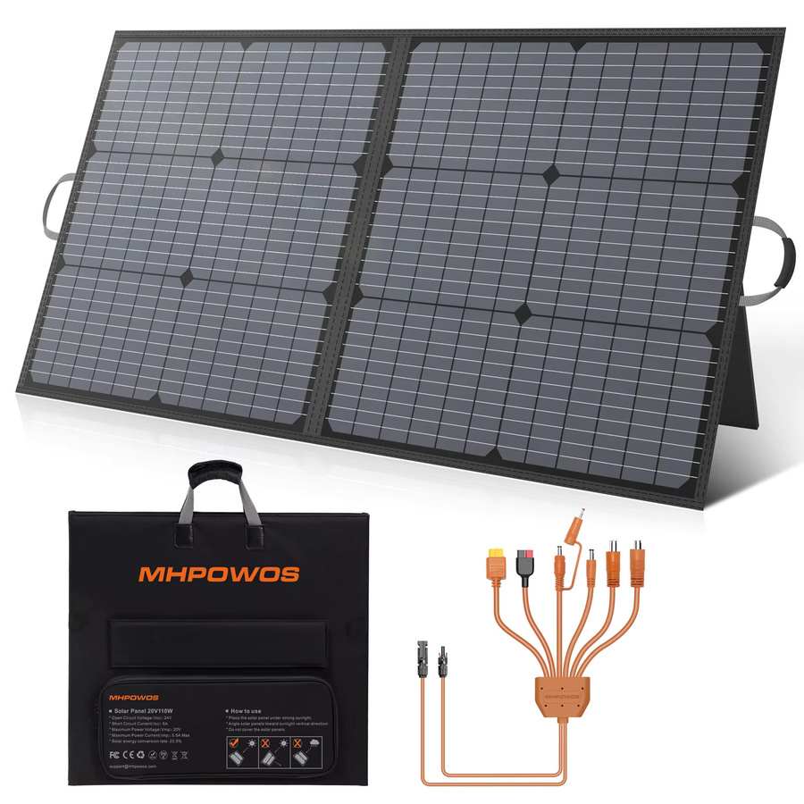 MHPOWOS Faltbares Solar-Ladegerät Schwarz, Wasserdichtes Tragbares Solarpanel für Camping, Wohnmobil und Garten - Bild 5