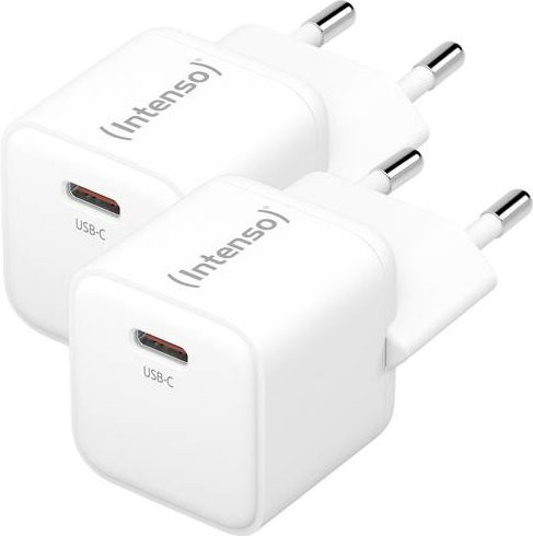 Intenso W30C GaN USB-C Ladegerät 30W Doppelpack Weiß - Bild 1
